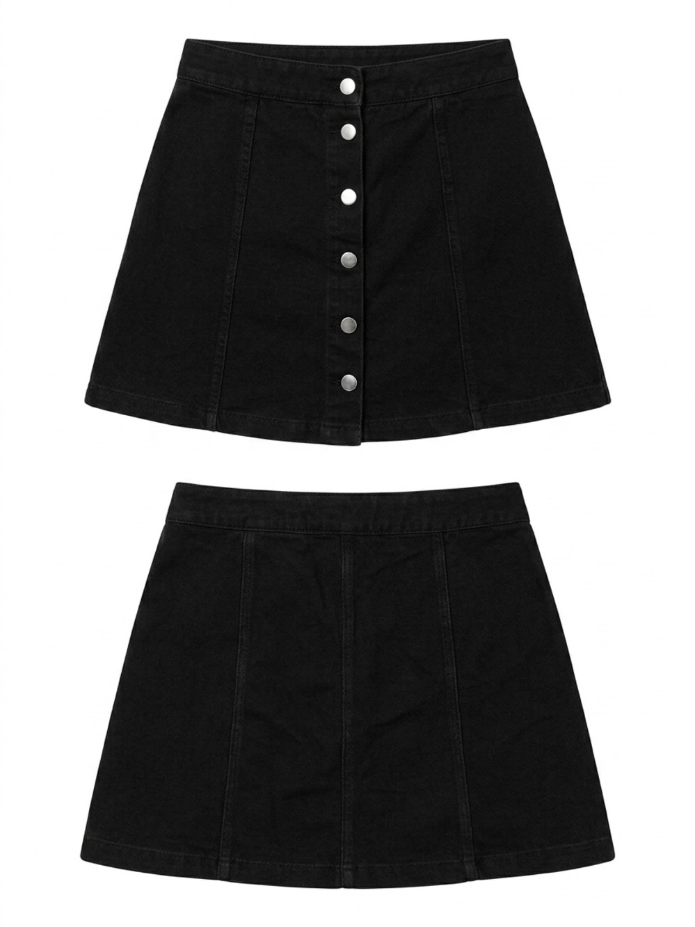 H&M Black Button-Front A-Line Mini Skirt - Picture 1 of 3